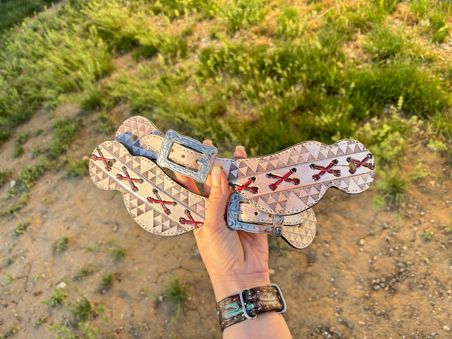 CUSTOM Tooled Spur Straps