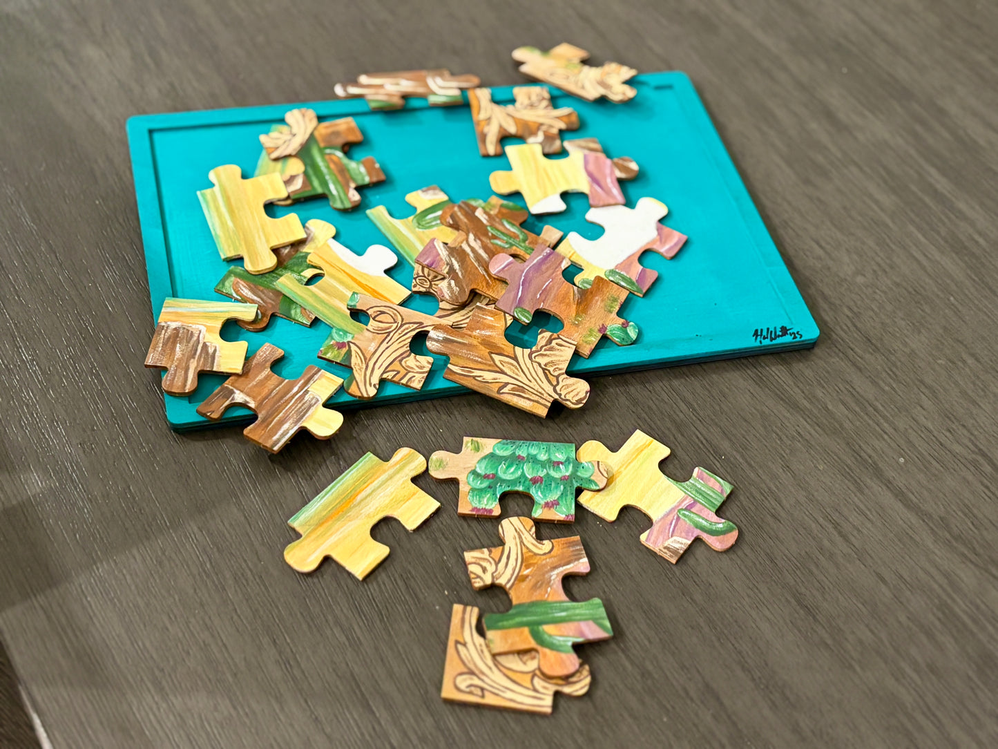 Hand painted wood puzzle