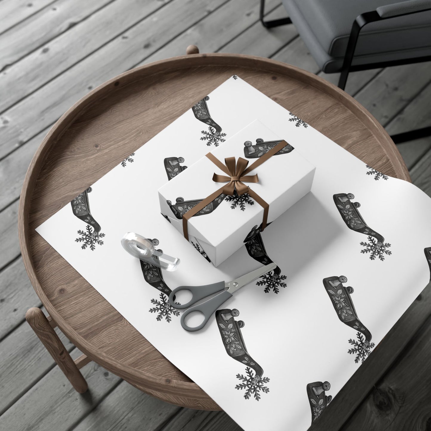 Cowboy Christmas White Wrapping Paper