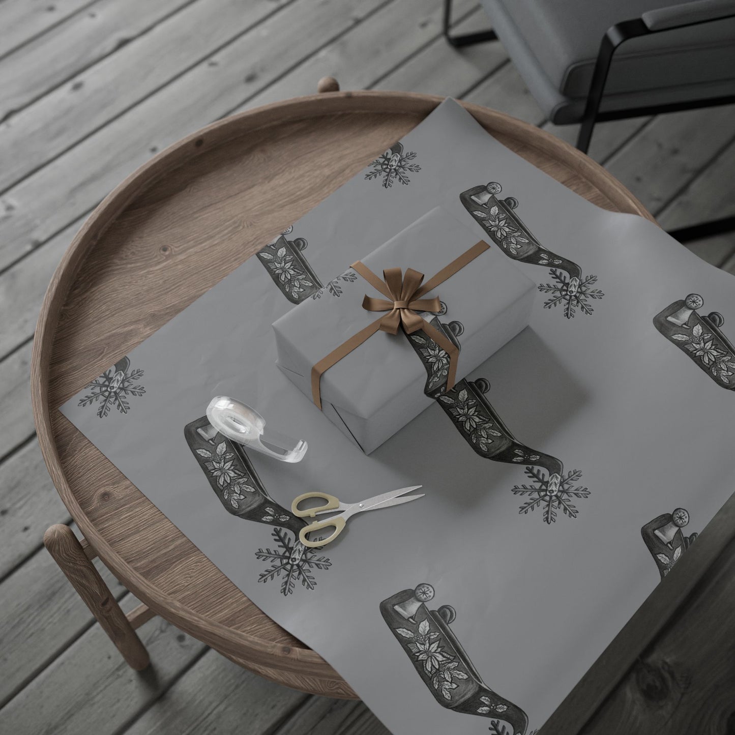 Wrapping Paper Cowboy Christmas Spur Design