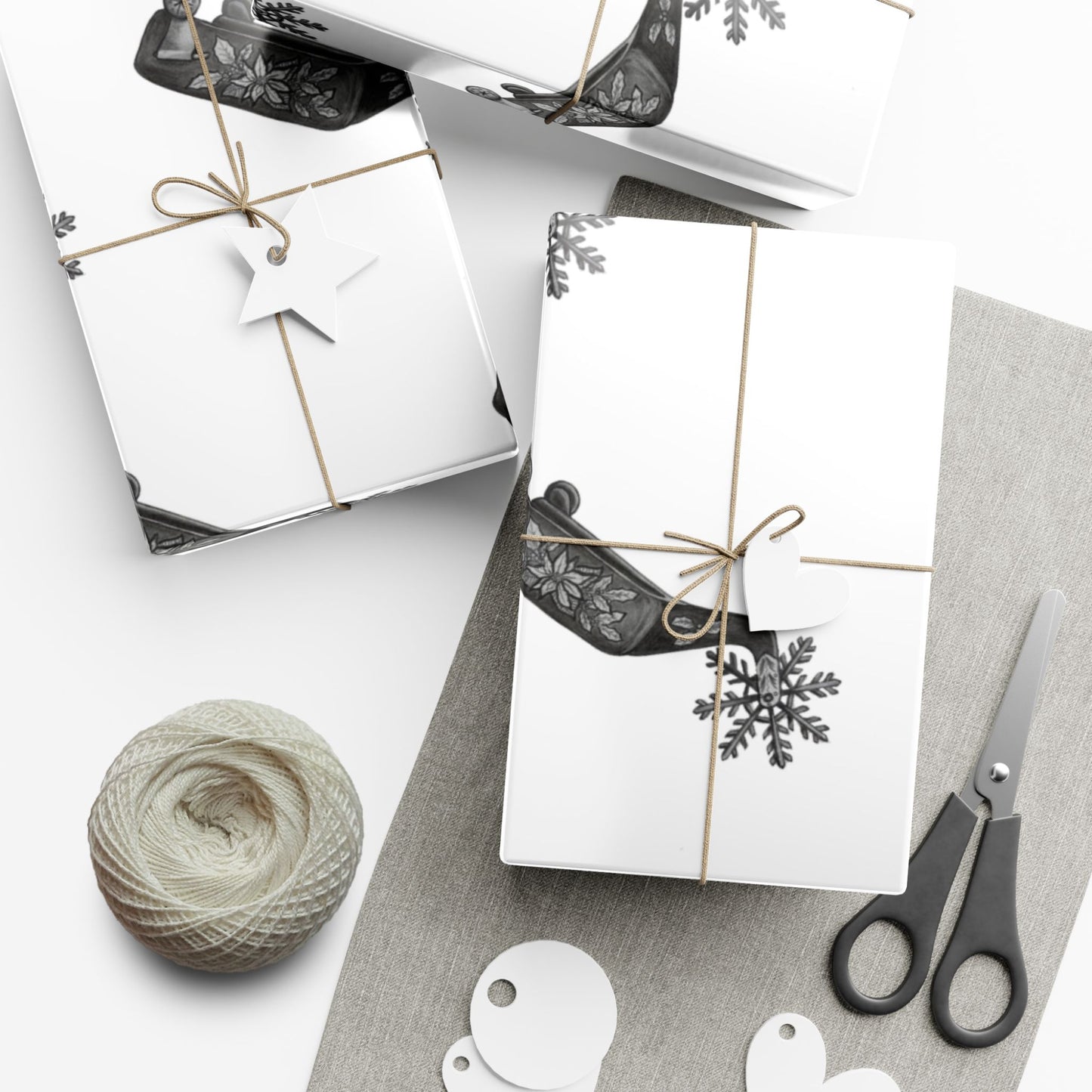 Cowboy Christmas White Wrapping Paper