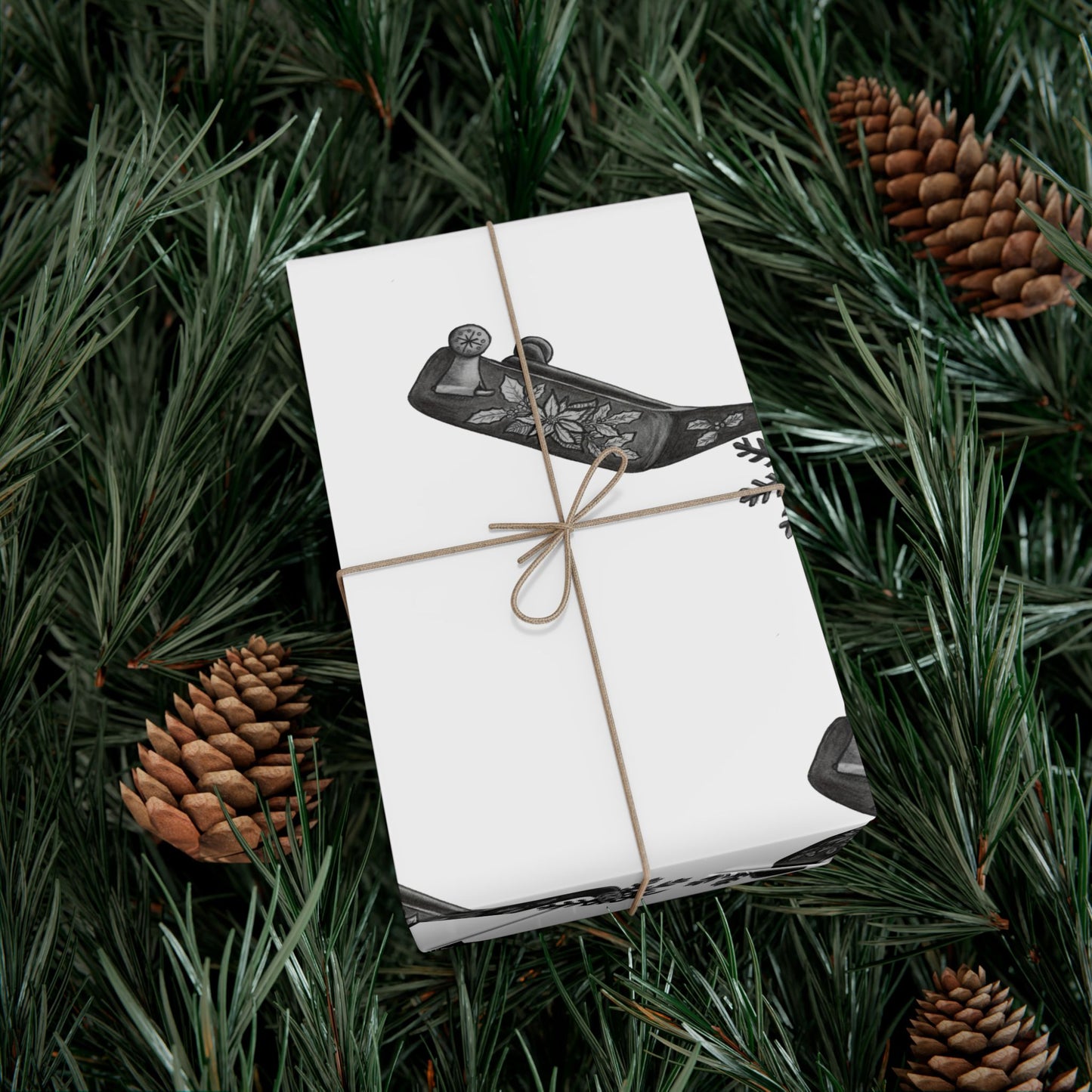 Cowboy Christmas White Wrapping Paper
