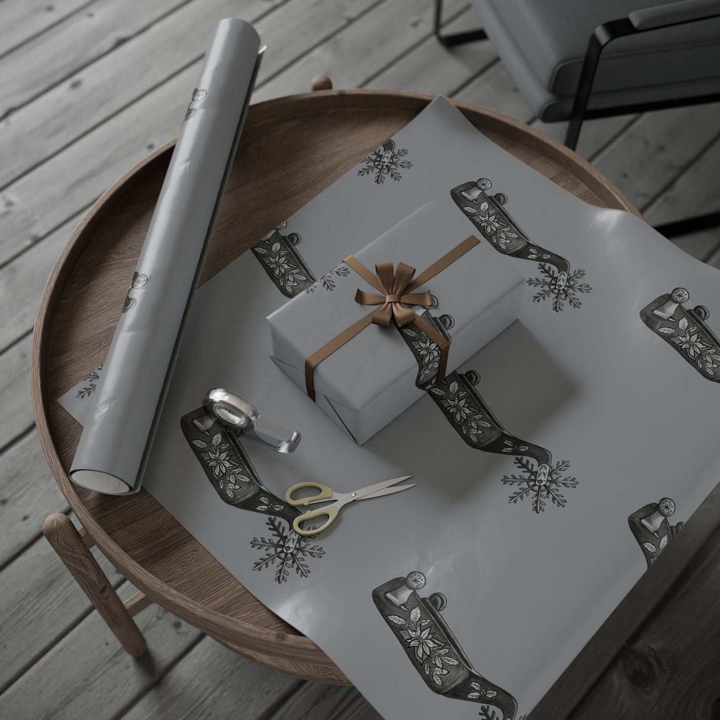 Wrapping Paper Cowboy Christmas Spur Design
