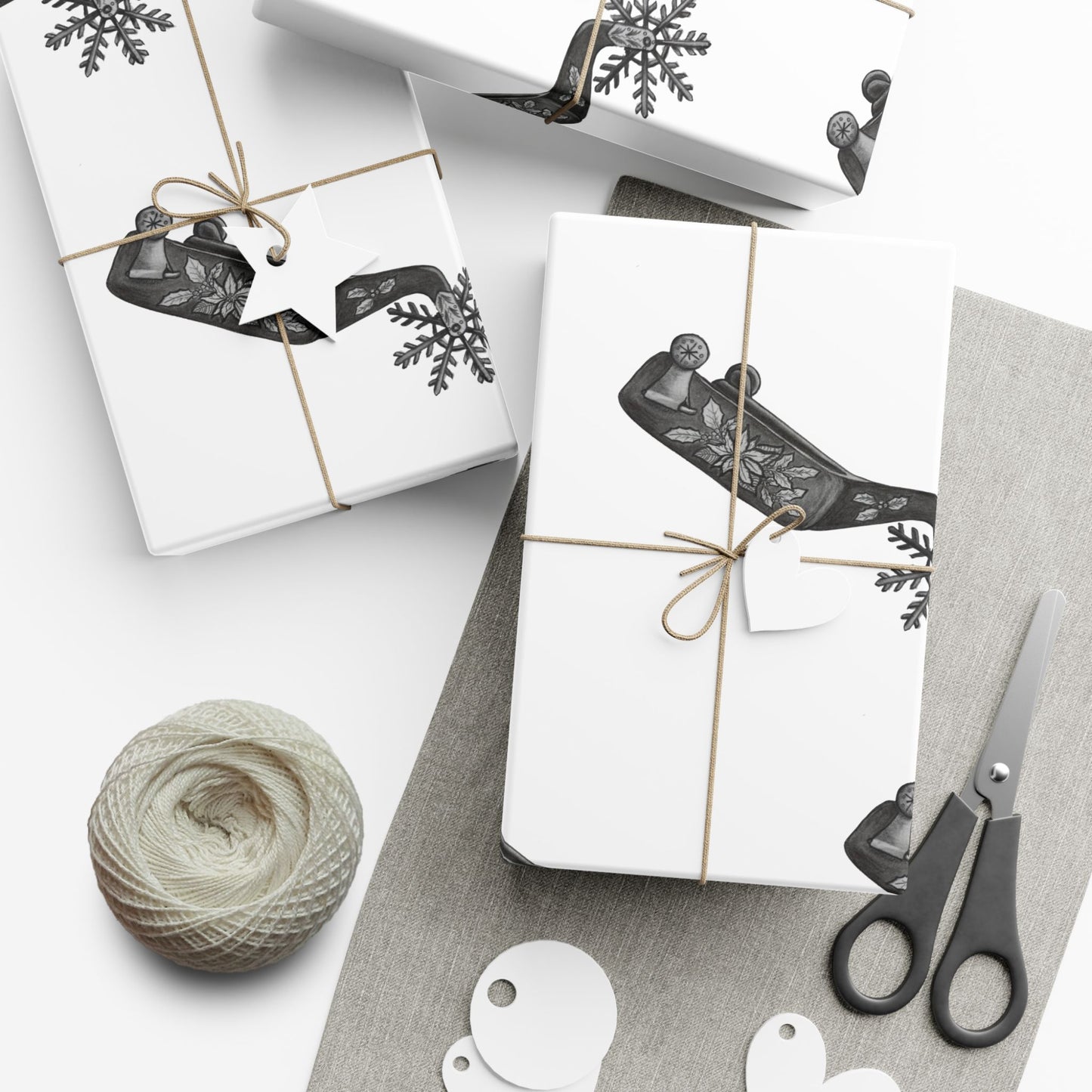 Cowboy Christmas White Wrapping Paper