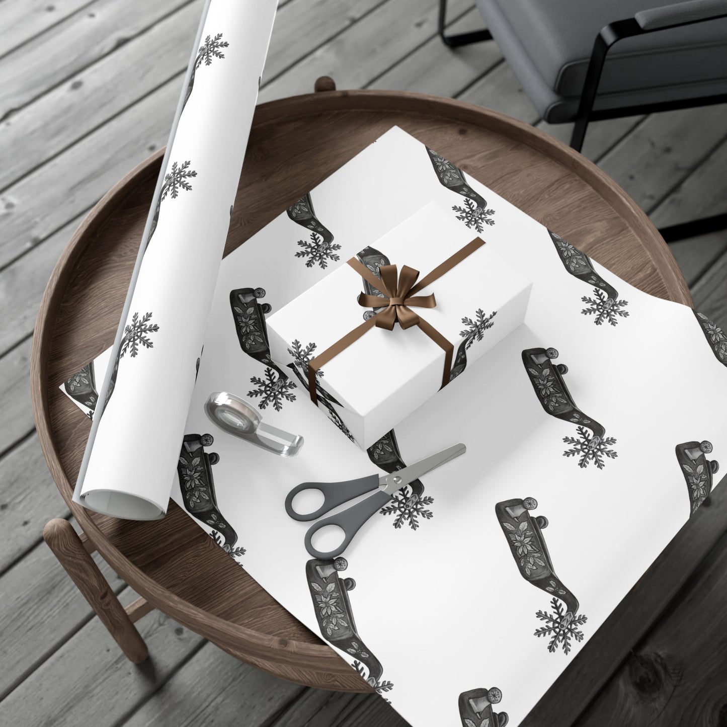 Cowboy Christmas White Wrapping Paper