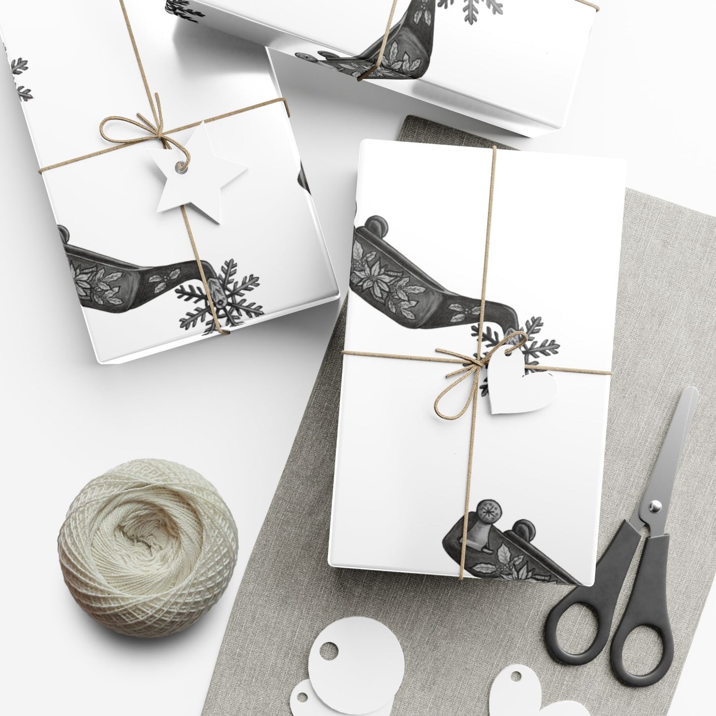 Cowboy Christmas White Wrapping Paper