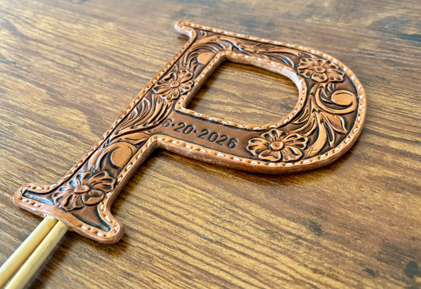 CUSTOM Tooled Leather Wedding Cake Topper