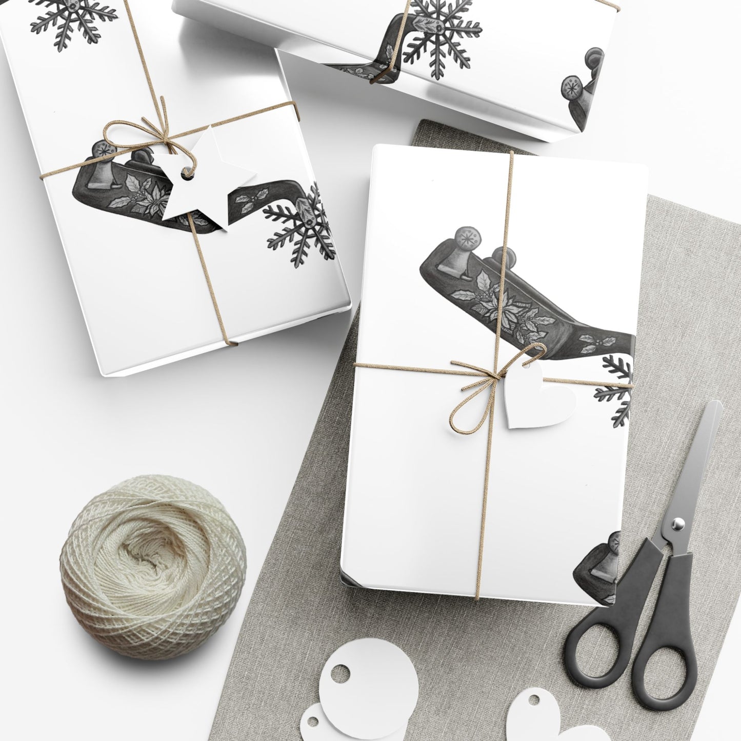 Cowboy Christmas White Wrapping Paper