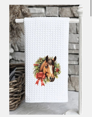 PREORDER- Holiday horse Tea Towel