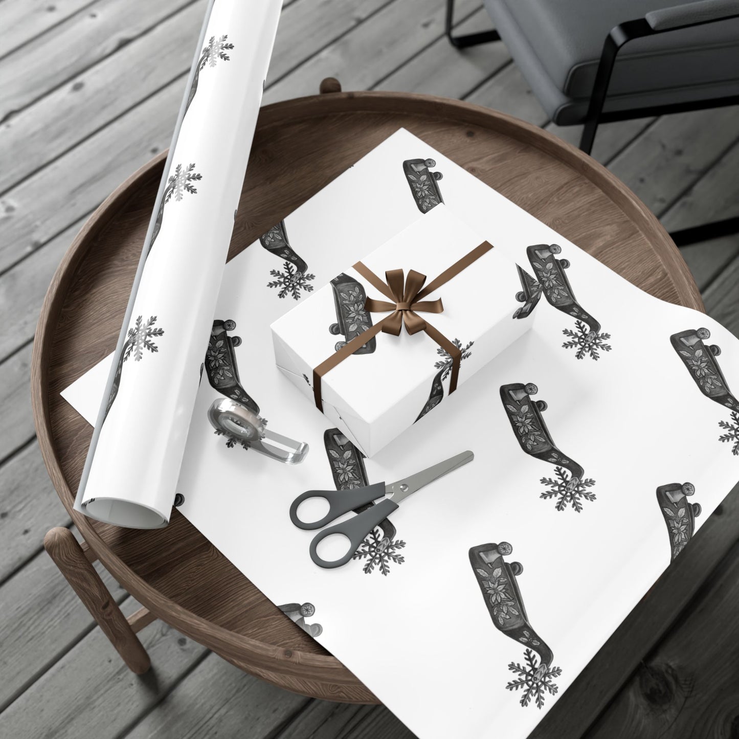 Cowboy Christmas White Wrapping Paper