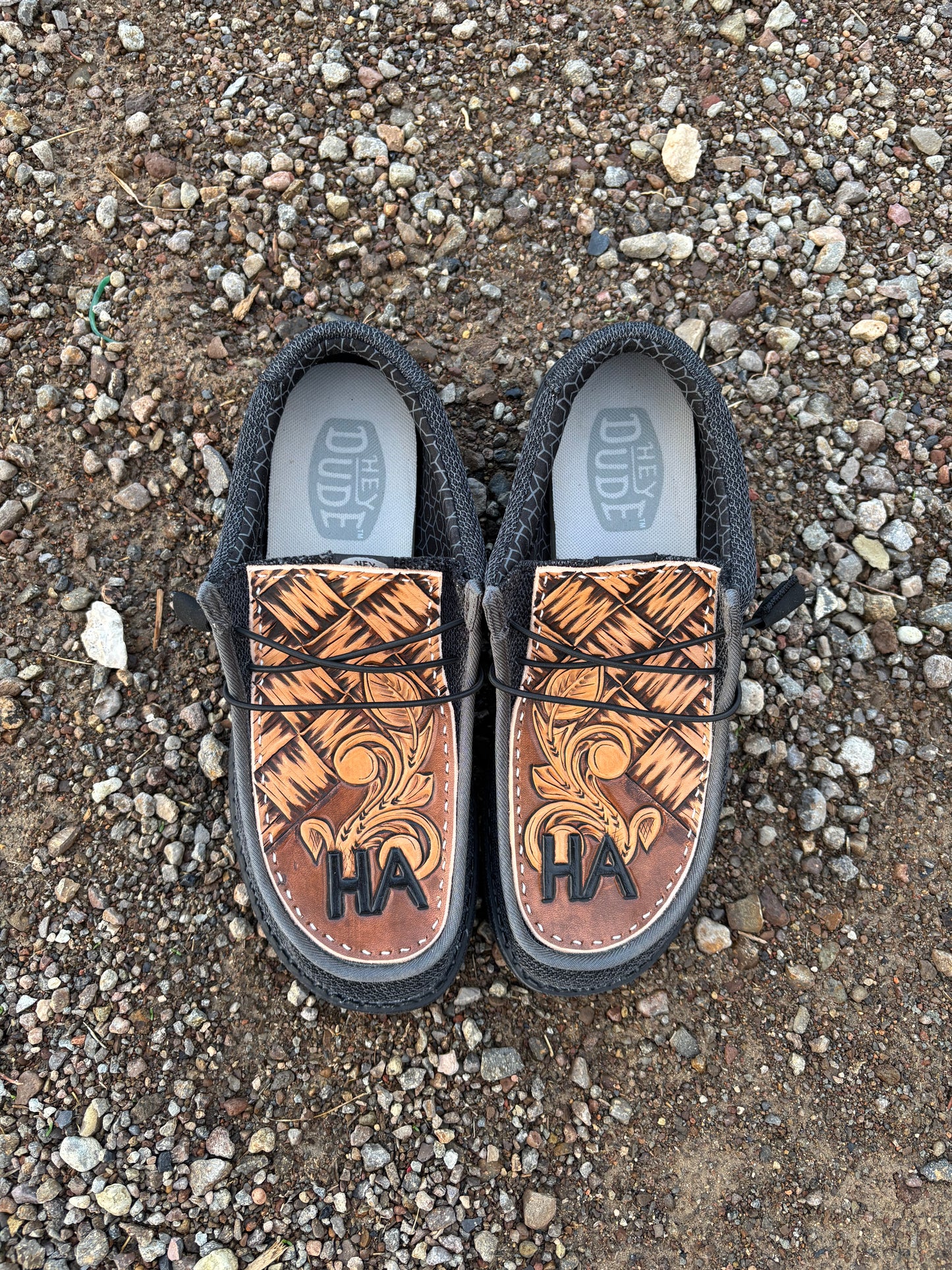 CUSTOM Tooled Hey Dude Shoes