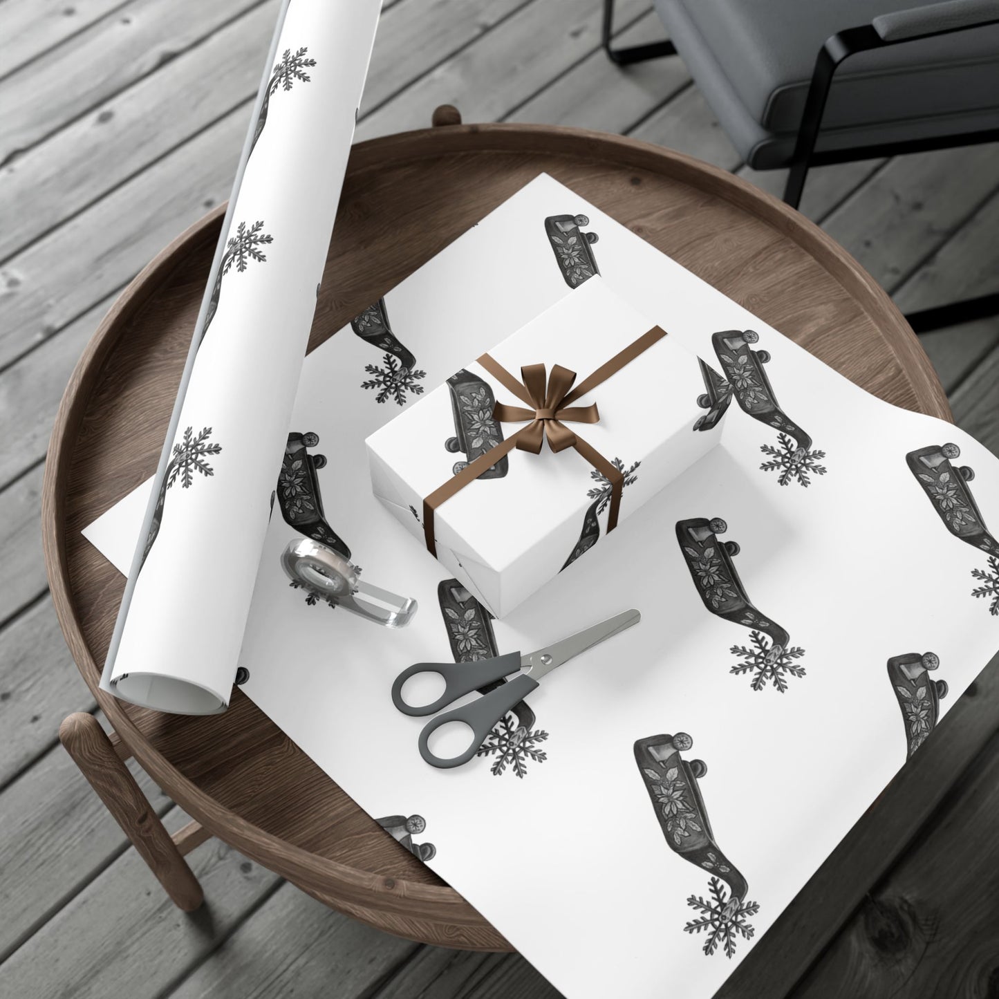Cowboy Christmas White Wrapping Paper