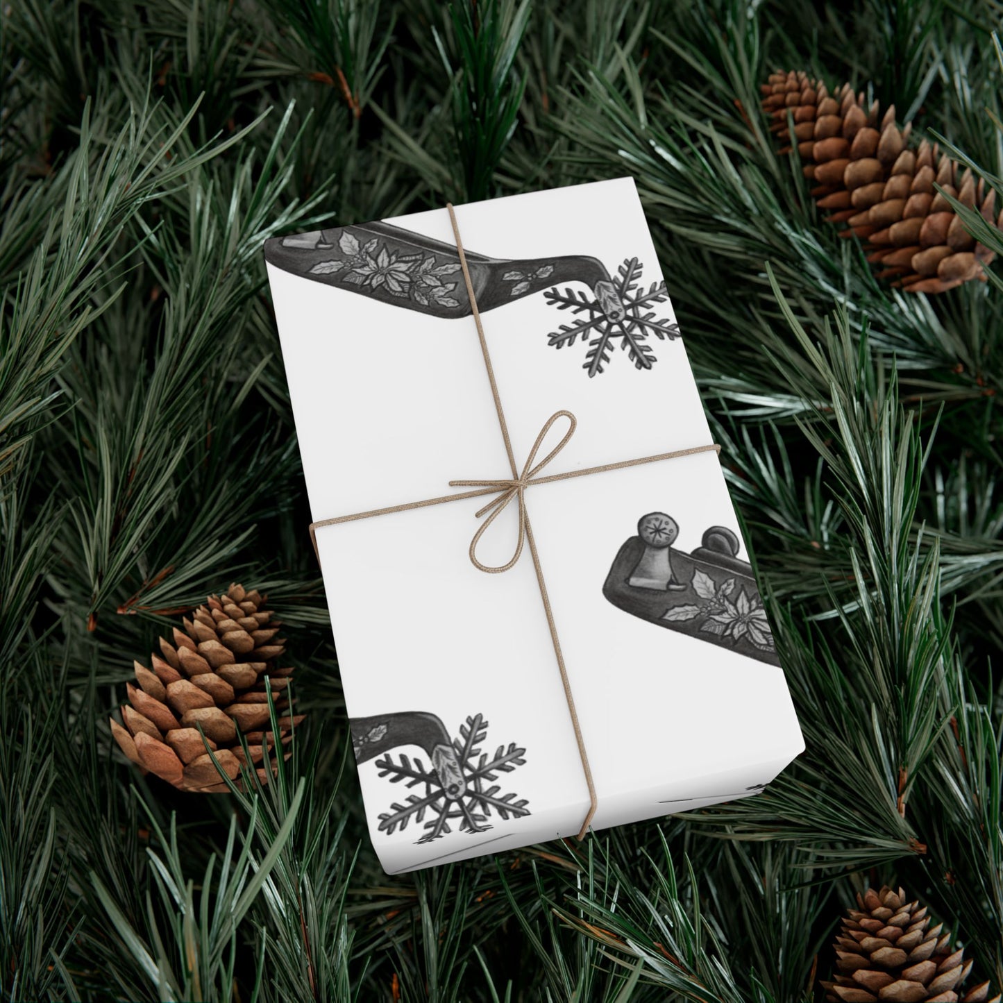 Cowboy Christmas White Wrapping Paper