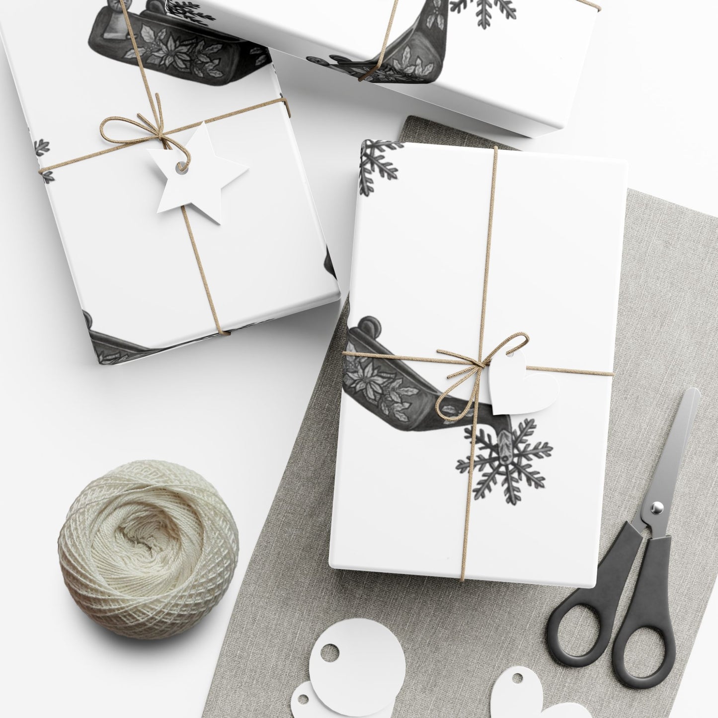 Cowboy Christmas White Wrapping Paper
