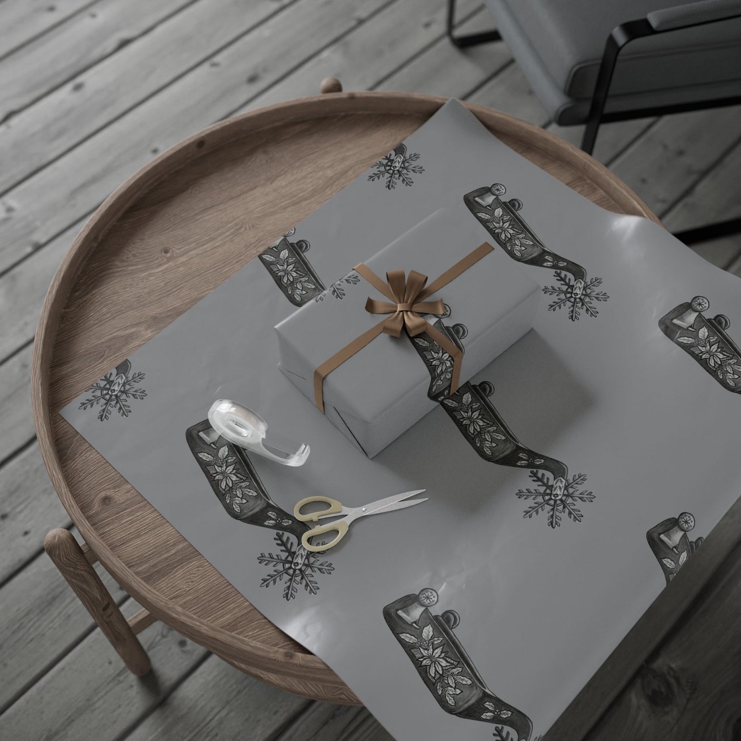 Wrapping Paper Cowboy Christmas Spur Design
