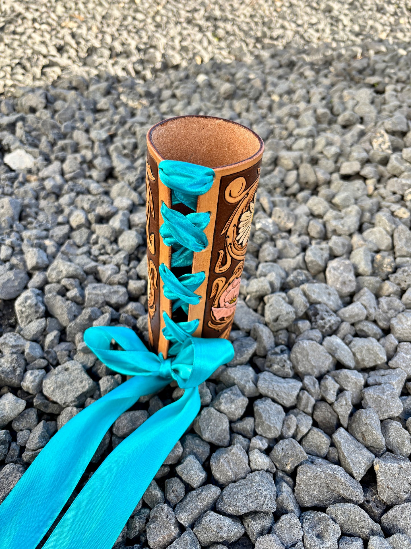 CUSTOM Tooled leather Bouquet Wrap