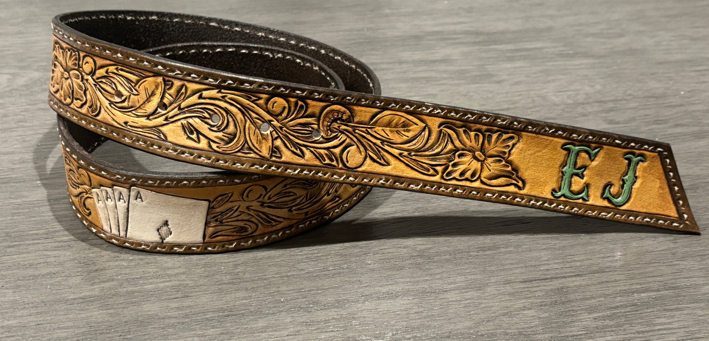 CUSTOM Tooled Leather Belt