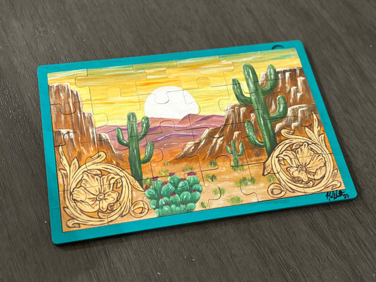 Hand painted wood puzzle