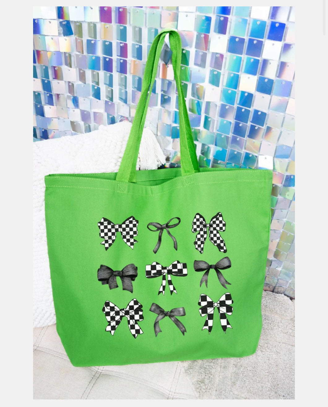 PREORDER-  Checker bows Tote