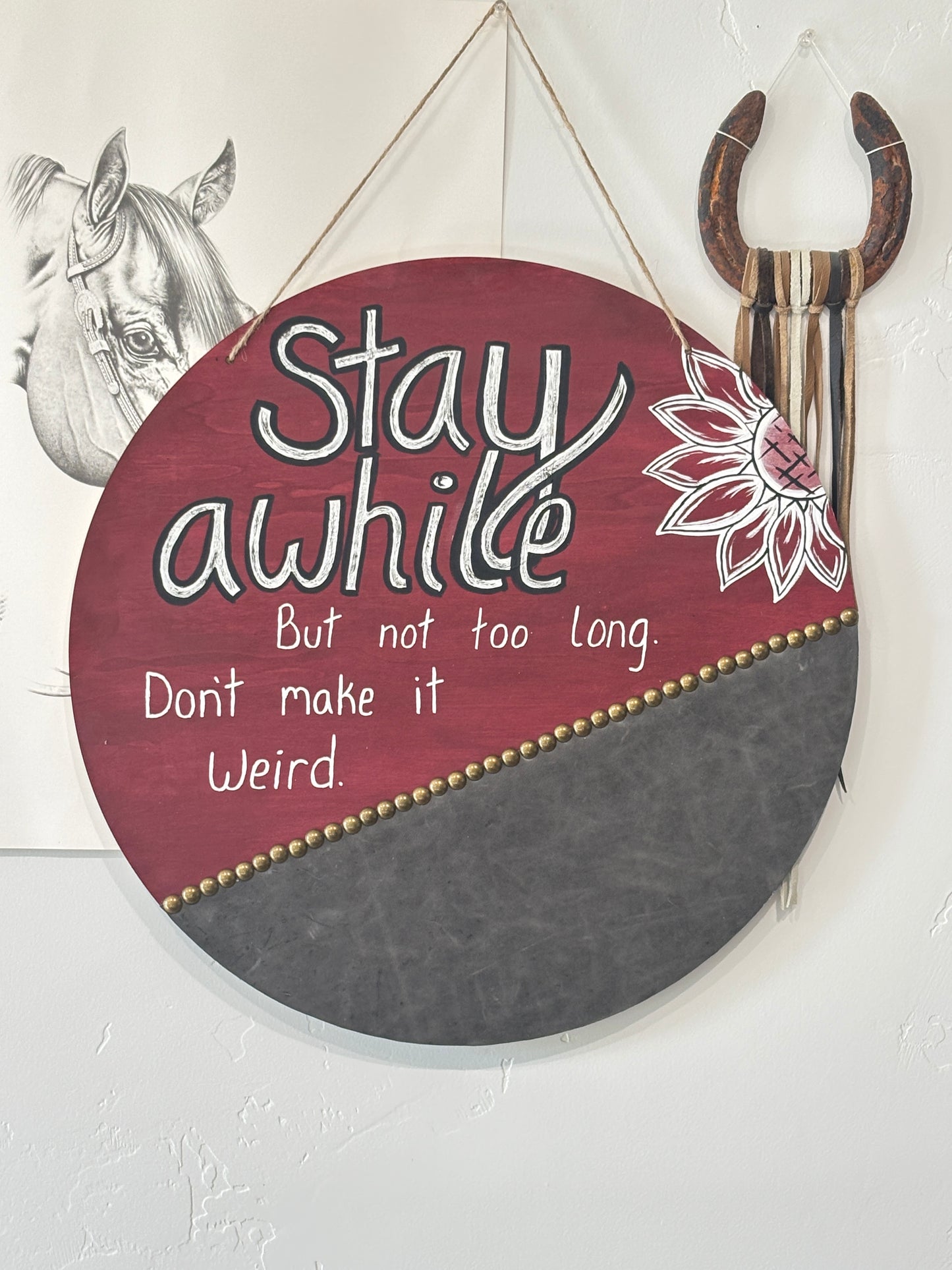 Stay awhile 18” Wood Sign