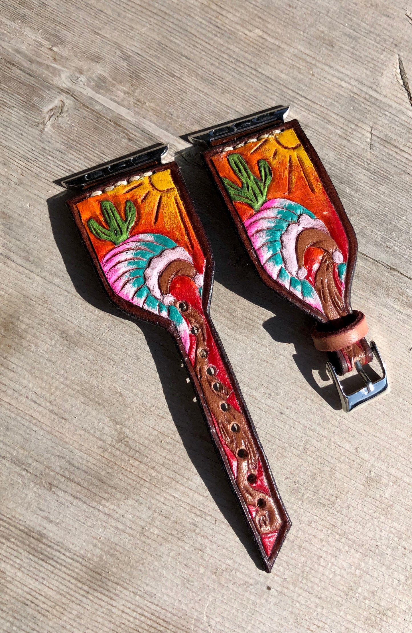 CUSTOM Tooled Leather Apple & Samsung Watch Bands