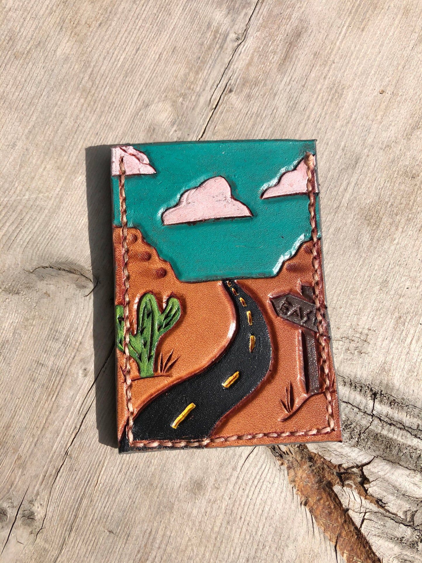 CUSTOM Tooled Leather Card Holder Wallet