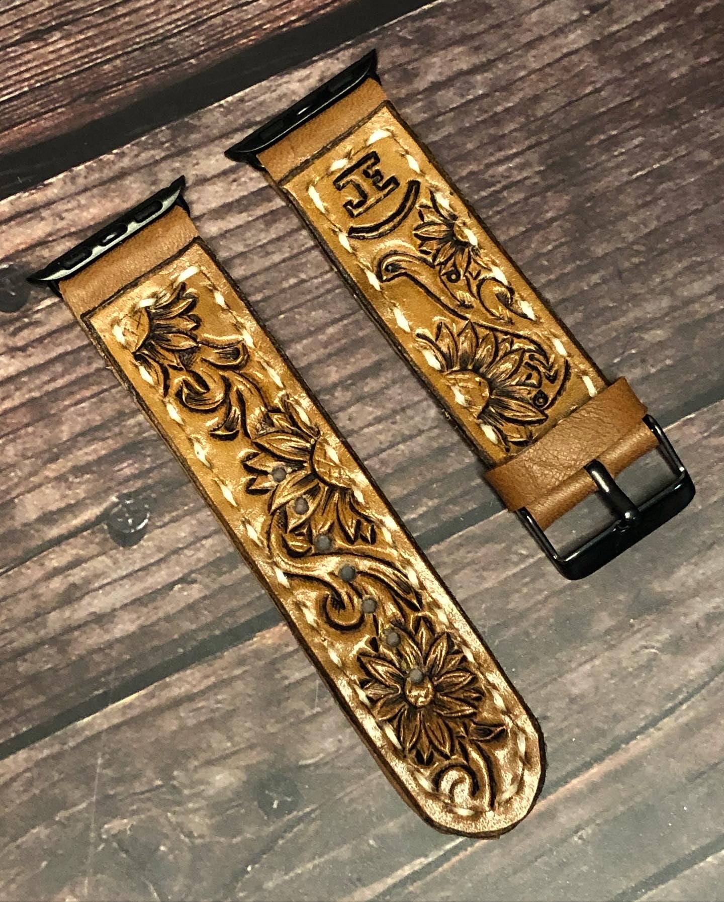 CUSTOM Tooled Leather Apple & Samsung Watch Bands