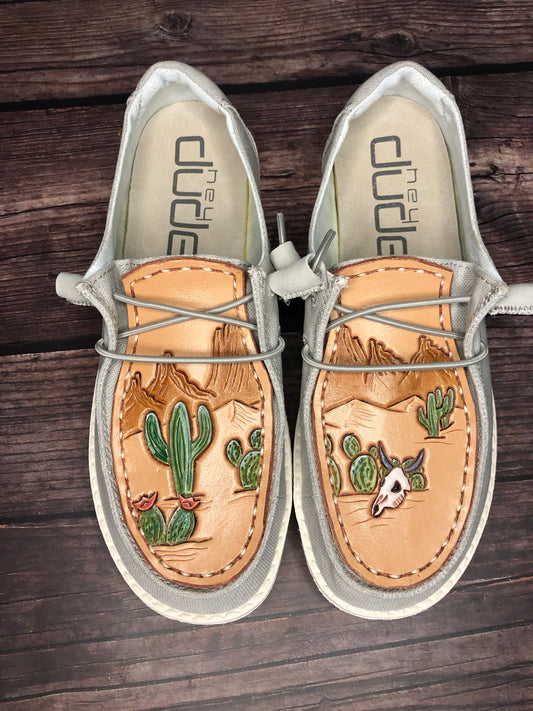 CUSTOM Tooled Hey Dude Shoes