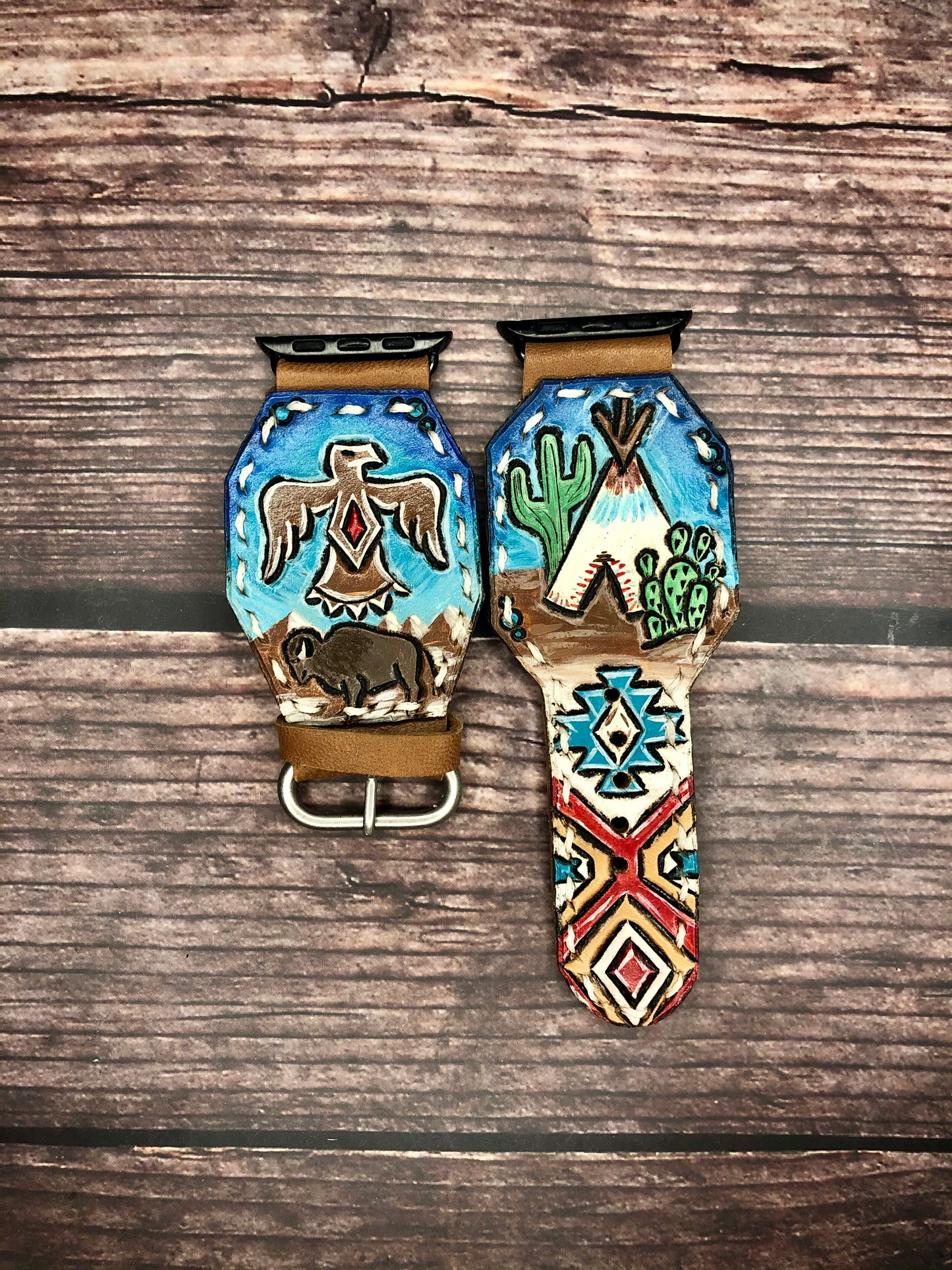 CUSTOM Tooled Leather Apple & Samsung Watch Bands