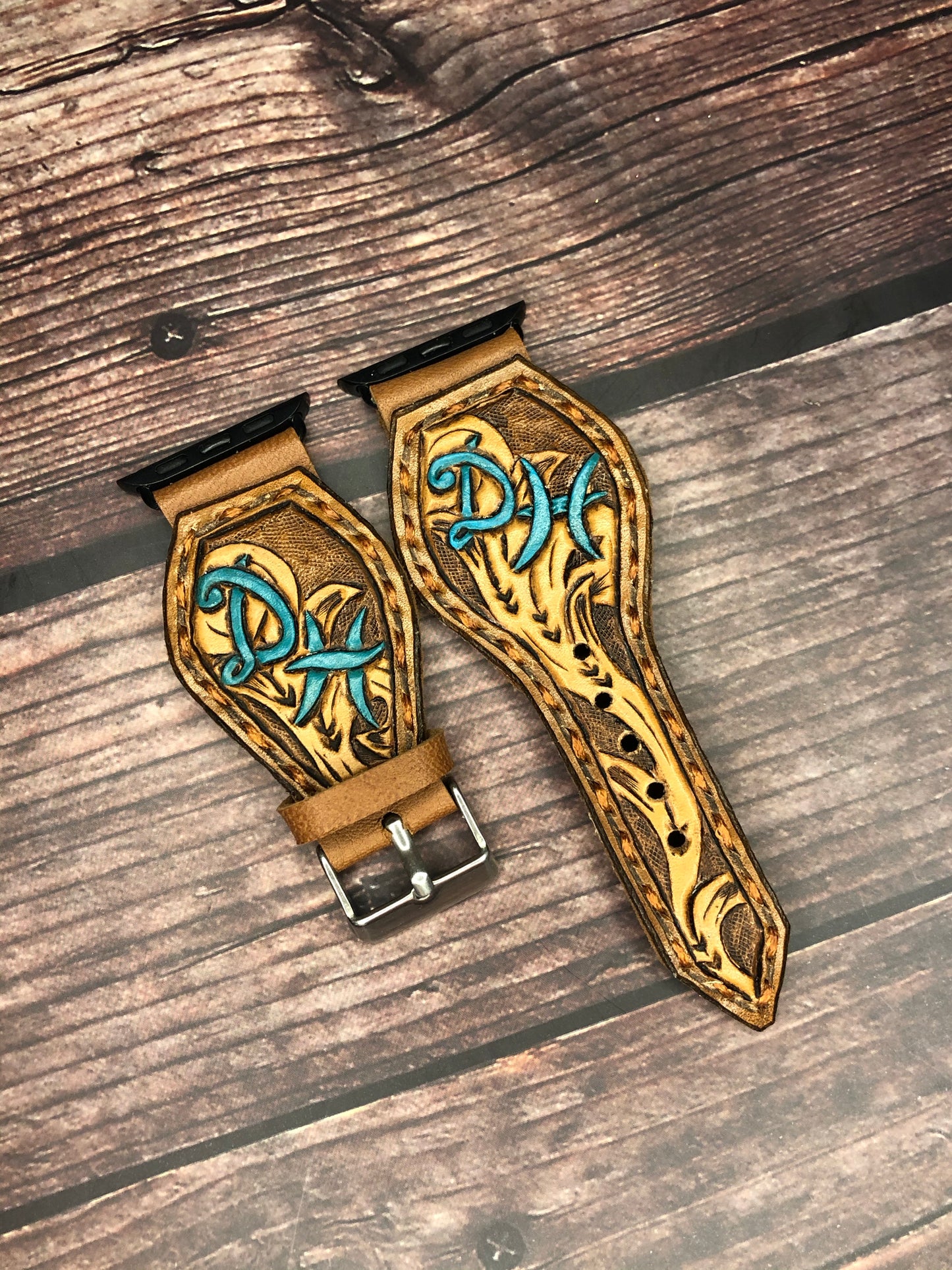 CUSTOM Tooled Leather Apple & Samsung Watch Bands