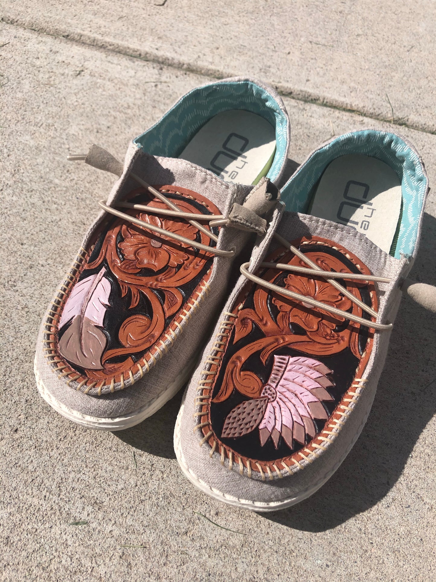 CUSTOM Tooled Hey Dude Shoes