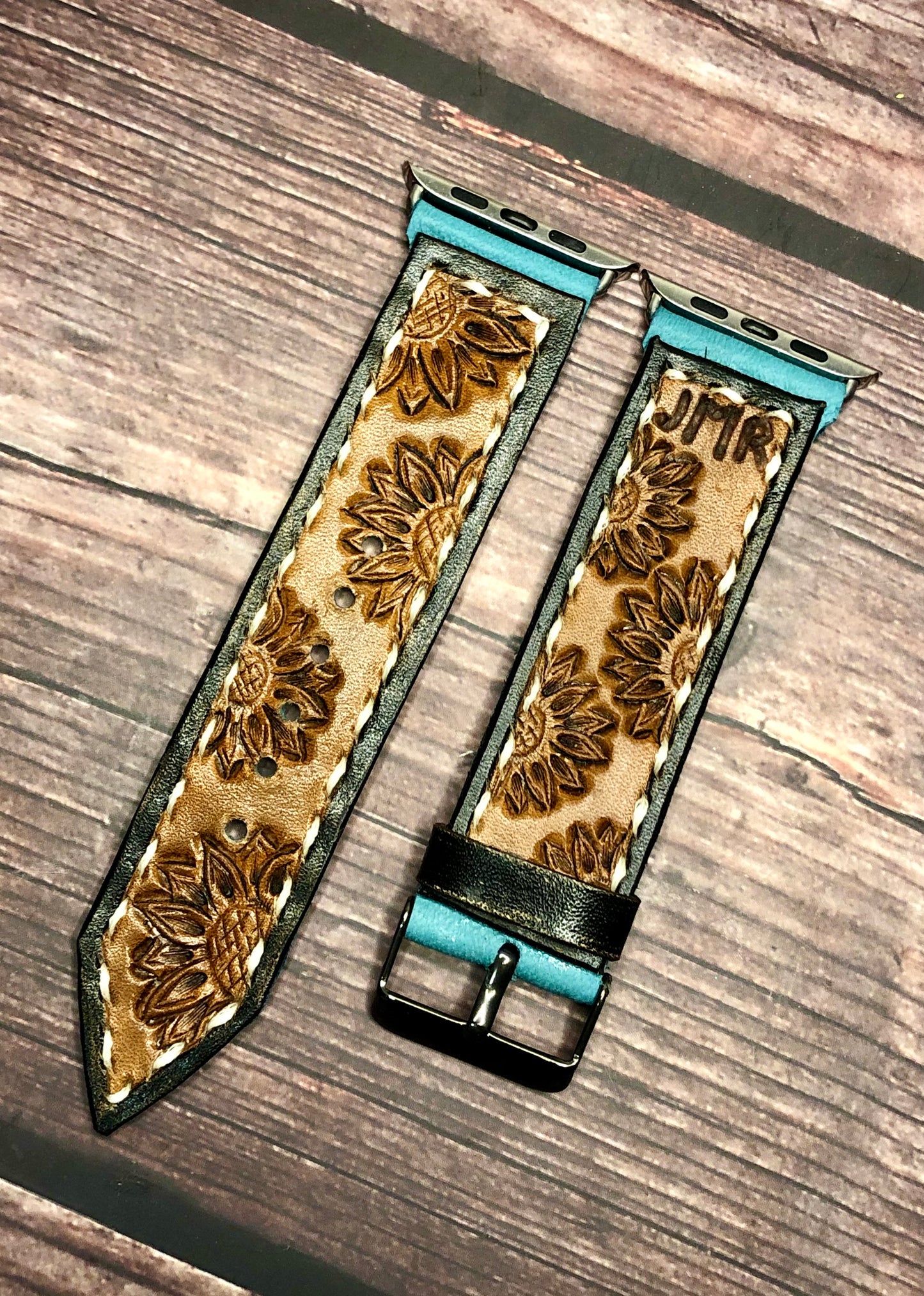 CUSTOM Tooled Leather Apple & Samsung Watch Bands