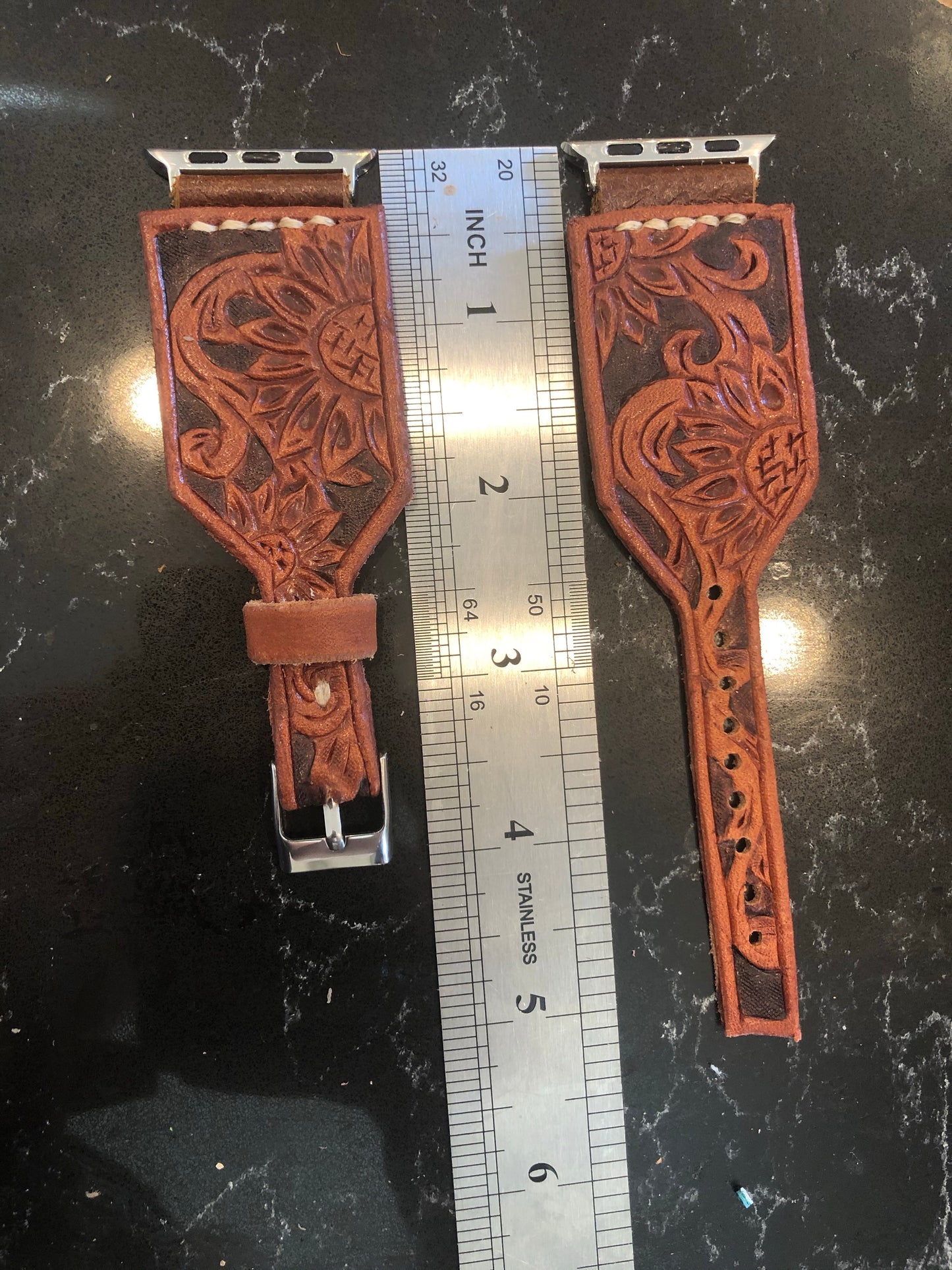 CUSTOM Tooled Leather Apple & Samsung Watch Bands