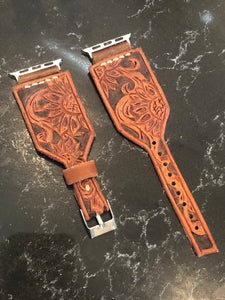 CUSTOM Tooled Leather Apple & Samsung Watch Bands