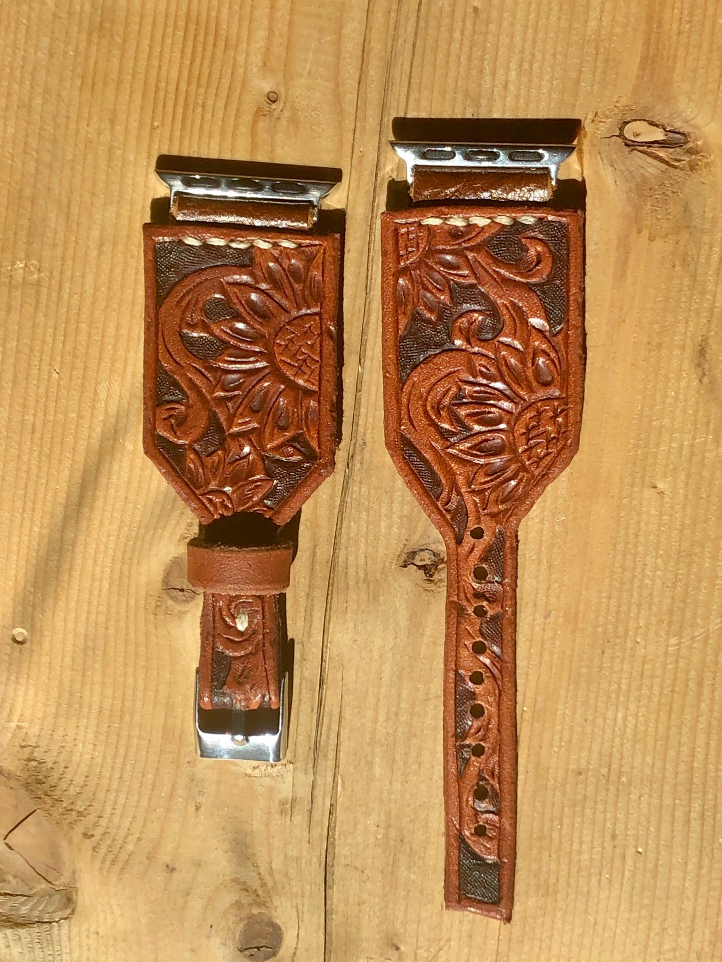 CUSTOM Tooled Leather Apple & Samsung Watch Bands