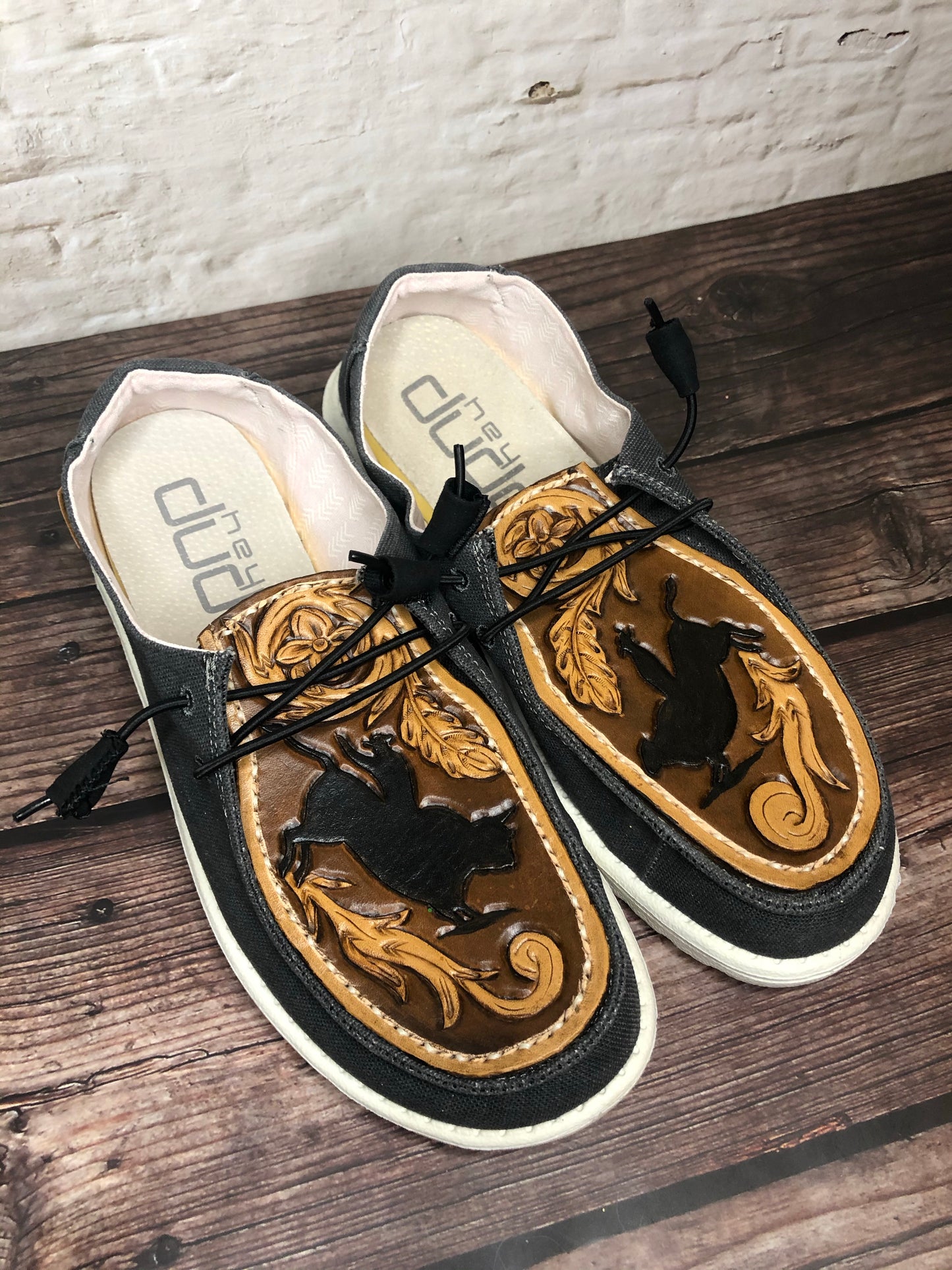 CUSTOM Tooled Hey Dude Shoes